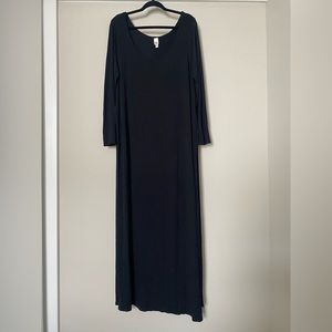 Bongo PLUS Long Sleeve Jersey Maxi Dress - Black 1X